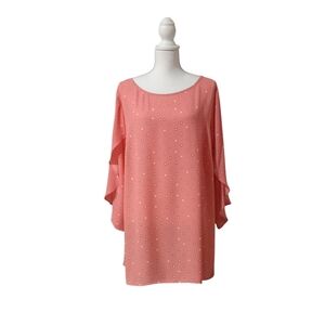 WORTHINGTON PULLOVER TOP SIZE 2X NWT 3/4 SLEEVES POLKADOT PATTERN